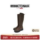 MINNETONKA 迷你唐卡新款 弹力长靴女直高筒显腿长厚底瘦瘦骑士靴