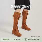 系带欧美女长筒靴 流苏靴高筒新款 MINNETONKA 迷你唐卡女士时尚