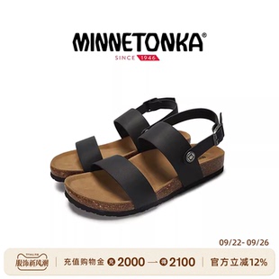 女 一字带简约舒适外穿牛皮勃肯凉鞋 MINNETONKA 迷你唐卡23夏新款