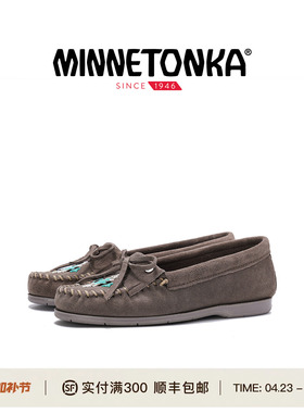 MINNETONKA/迷你唐卡26春新品Nizhoni蝴蝶结豆豆鞋一脚蹬乐福鞋
