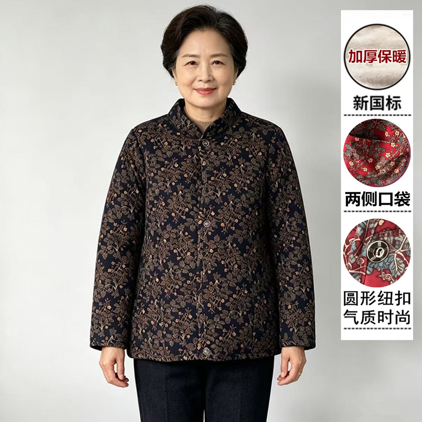 中老年女冬季驼绒棉加厚保暖棉服