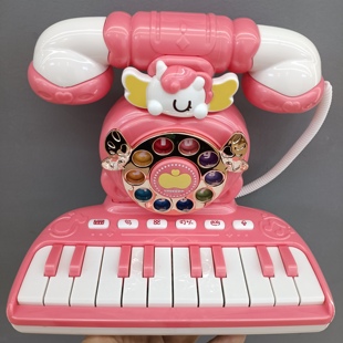 新款仿真拨号早教电话机声光复古座机电子琴益智讲故事学习机玩具