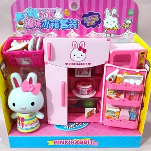 过家家女孩冰箱玩具防真厨具电动声光儿童生日礼物 粉红兔商超正品