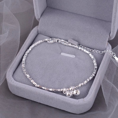 高级轻奢小众设计碎银子铃铛脚链