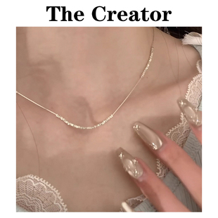 999纯银简约碎银子项链女长款2025新款轻奢小众饰品配饰颈链礼物