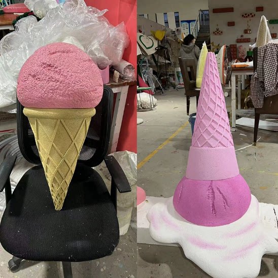 夏季氛围冰激淋冰棍泡雕摆件商场蛋糕雪糕道具橱窗装饰布置美陈