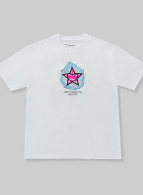 【明星同款】Pentagonal 新款蓝色火焰五角星短袖T恤