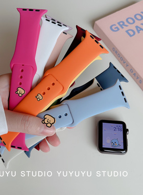 新款纯色运动硅胶适用apple watchSE代iwatch2/3/4/5/6/7代表带潮