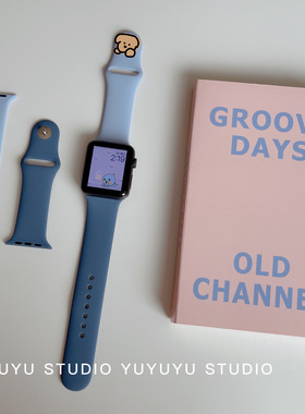 撞色硅胶表带适用苹果apple watchs98765手表iwatchs10代表带SE新