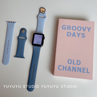 撞色硅胶表带适用苹果手表