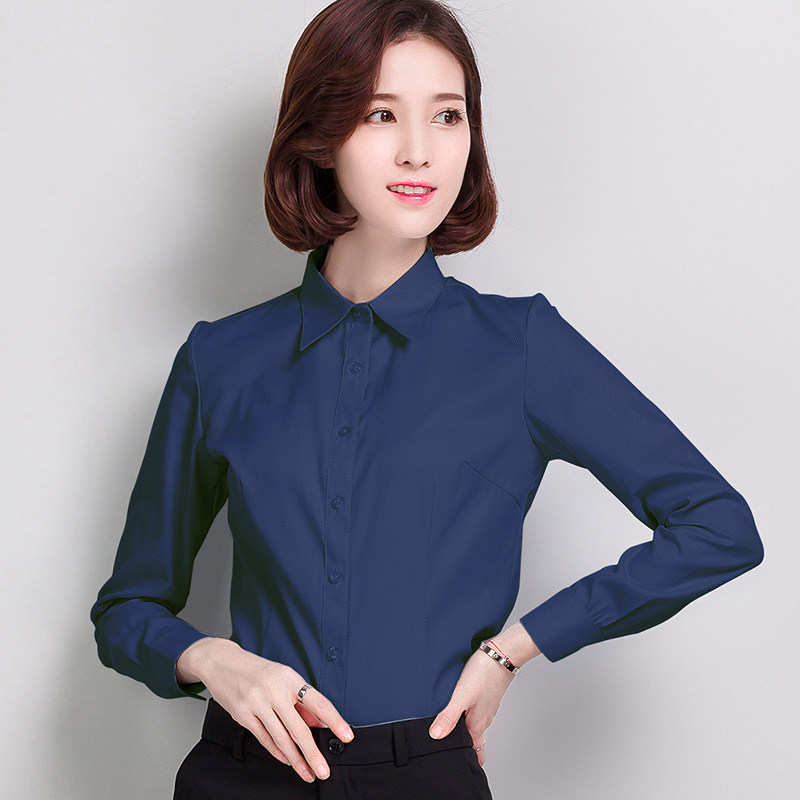 酒店制服竖条纹职业装白衬衫女长袖气质棉2019年粉色浅蓝色春季|ruв категории Женская одежда, рубашка - от Buy2taobao.com для оказания профессиональной услуги покупки агента Taobao