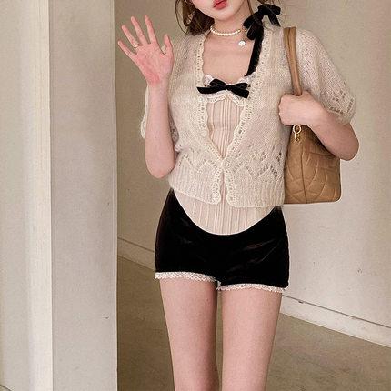 美貌野心家 FiFi开衫 古着蕾丝胸衣 性感纯欲风小衫新款针织开衫