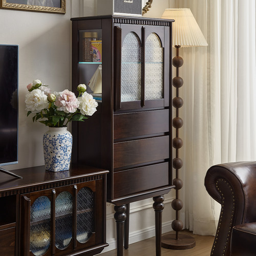 蒙杰西法式中古风全实木酒柜边柜