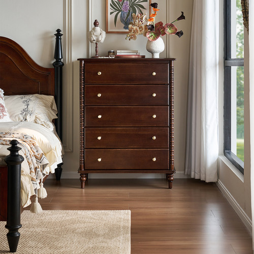 蒙杰西中古风全实木复古储物斗柜