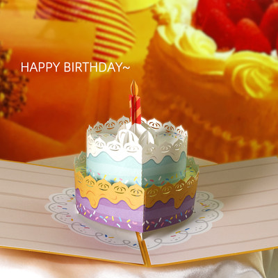 创意3d卡通生日蛋糕立体贺卡