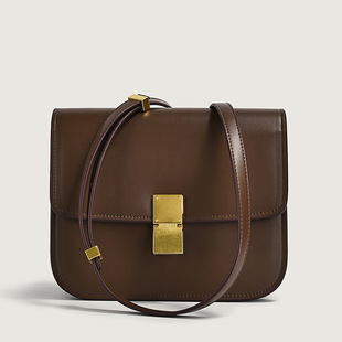 日本进口工厂直销新款 复古豆腐包box锁扣小方包牛皮包单肩斜挎空