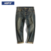 美式 新款 复古 26新款 做旧赤耳丹宁九分牛仔裤 男冬季 直筒修身 小脚