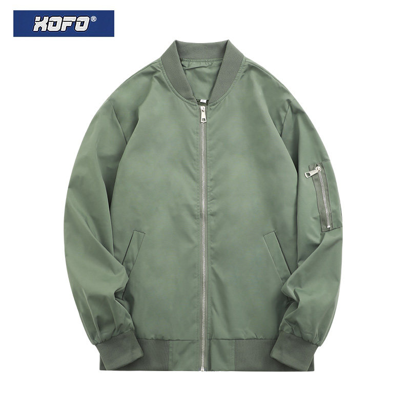 秋季新款加绒加厚美式夹克男军绿色百搭休闲ma1飞行员棉服外套