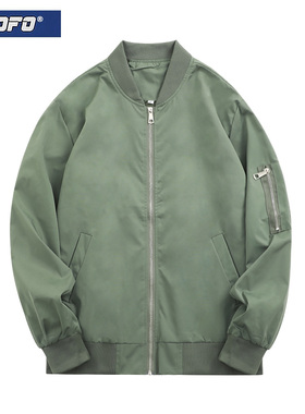 秋季新款加绒加厚美式夹克男军绿色百搭休闲ma1飞行员棉服外套