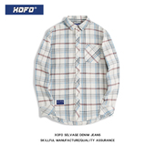 休闲宽松内搭长袖 衬衣外套男 日系格子衬衫 男士 纯棉磨毛 秋季