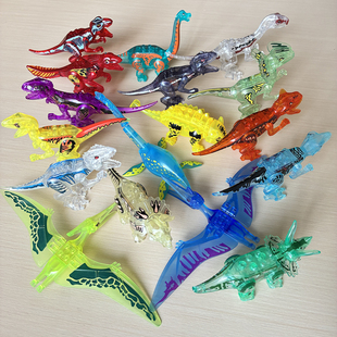 侏罗纪恐龙儿童水晶透明霸王龙动物模型关节拼装 变形男孩益智玩具