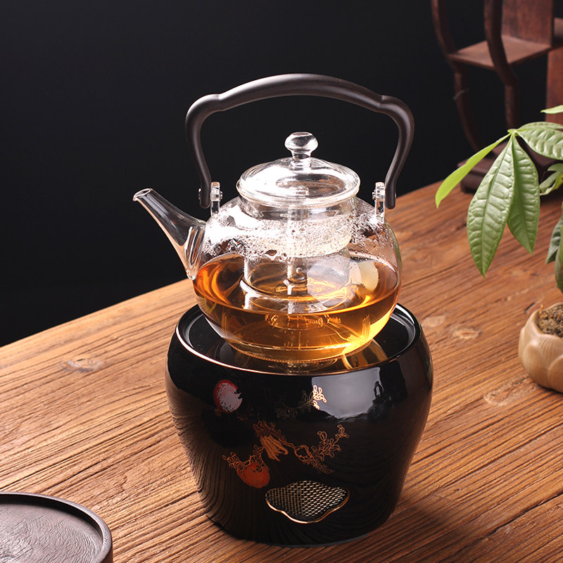 电陶炉石榴风炉铁壶银壶煮茶器家用提梁壶烧水煮茶炉玻璃茶具套装