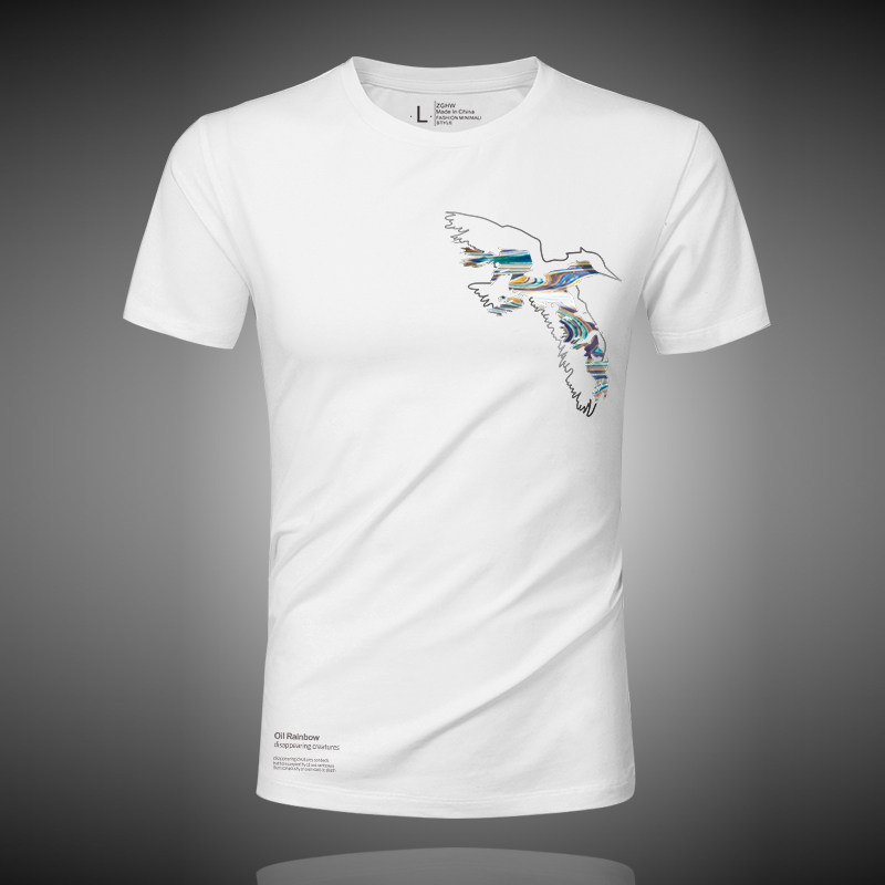 zghw老鹰图案短袖t恤男圆领潮流帅气修身薄款莫代尔夏季休闲半袖