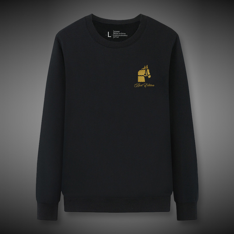 ZGHW圆领卫衣男修身无帽衫潮牌黑色长袖潮流百搭简约印花男装上衣