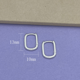 S925纯银U型方形耳环 耳扣 椭圆素圈 几何型 简约冷淡风 轻奢饰品