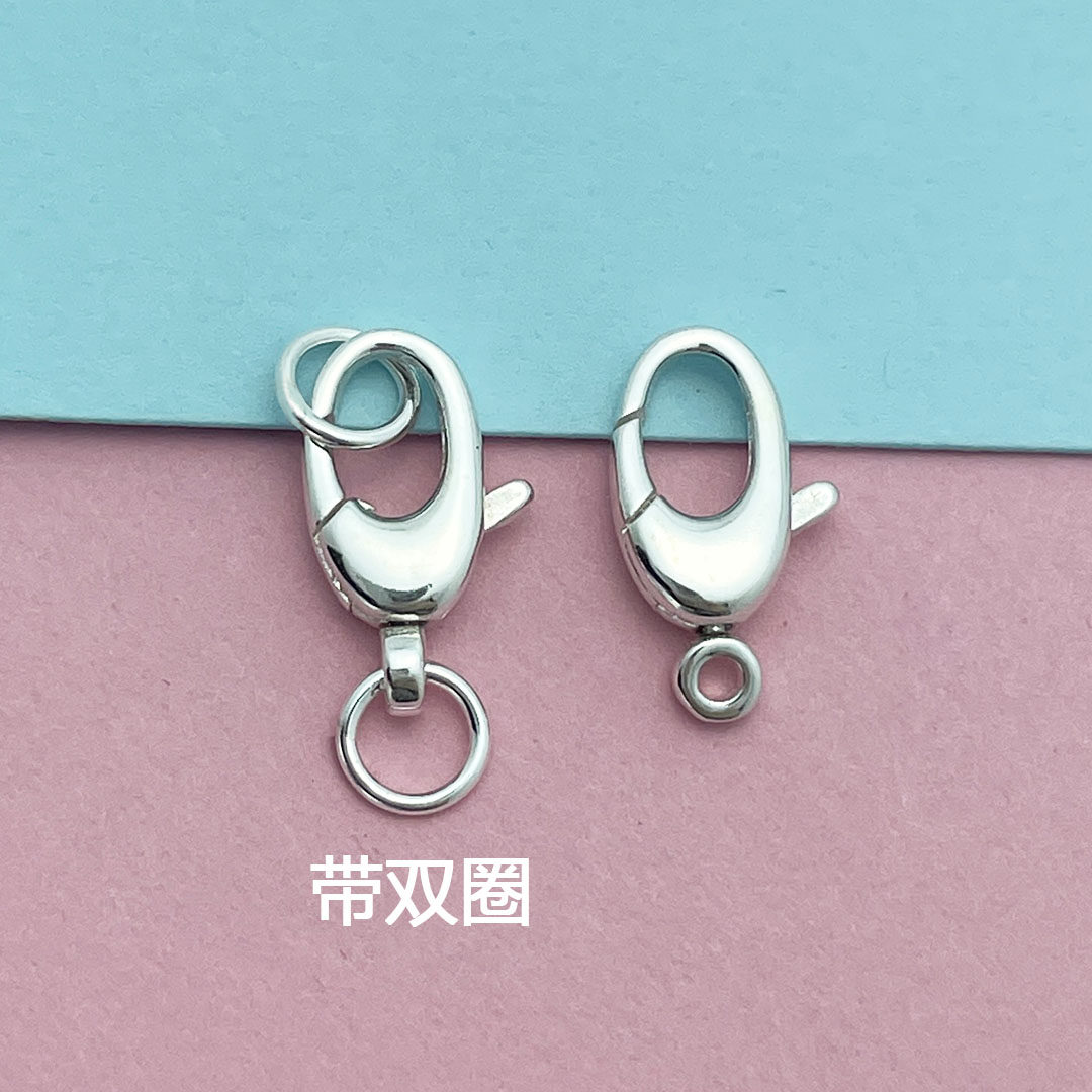 S925纯银龙虾扣子光面弹簧扣