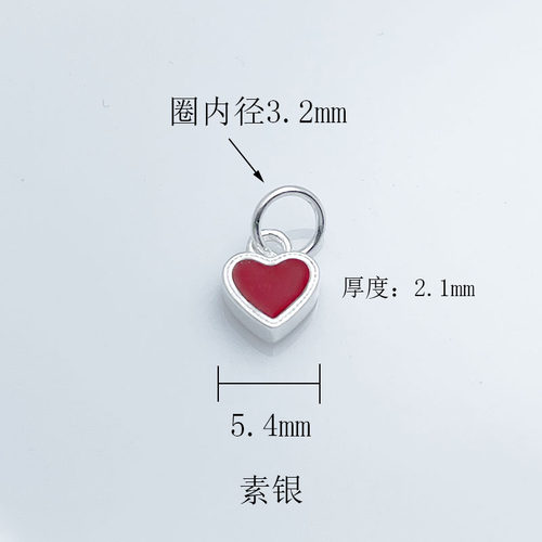 S925纯银古法镀金桃心爱心吊坠