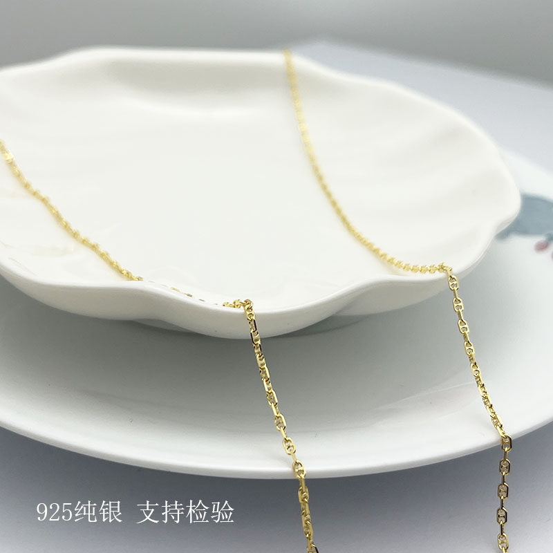 S925纯银猪鼻子链日字链锁骨链