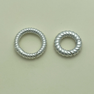 S925纯银条纹圆环扣弹簧扣锁扣项链手链扣光面闭口环卡扣编绳配饰