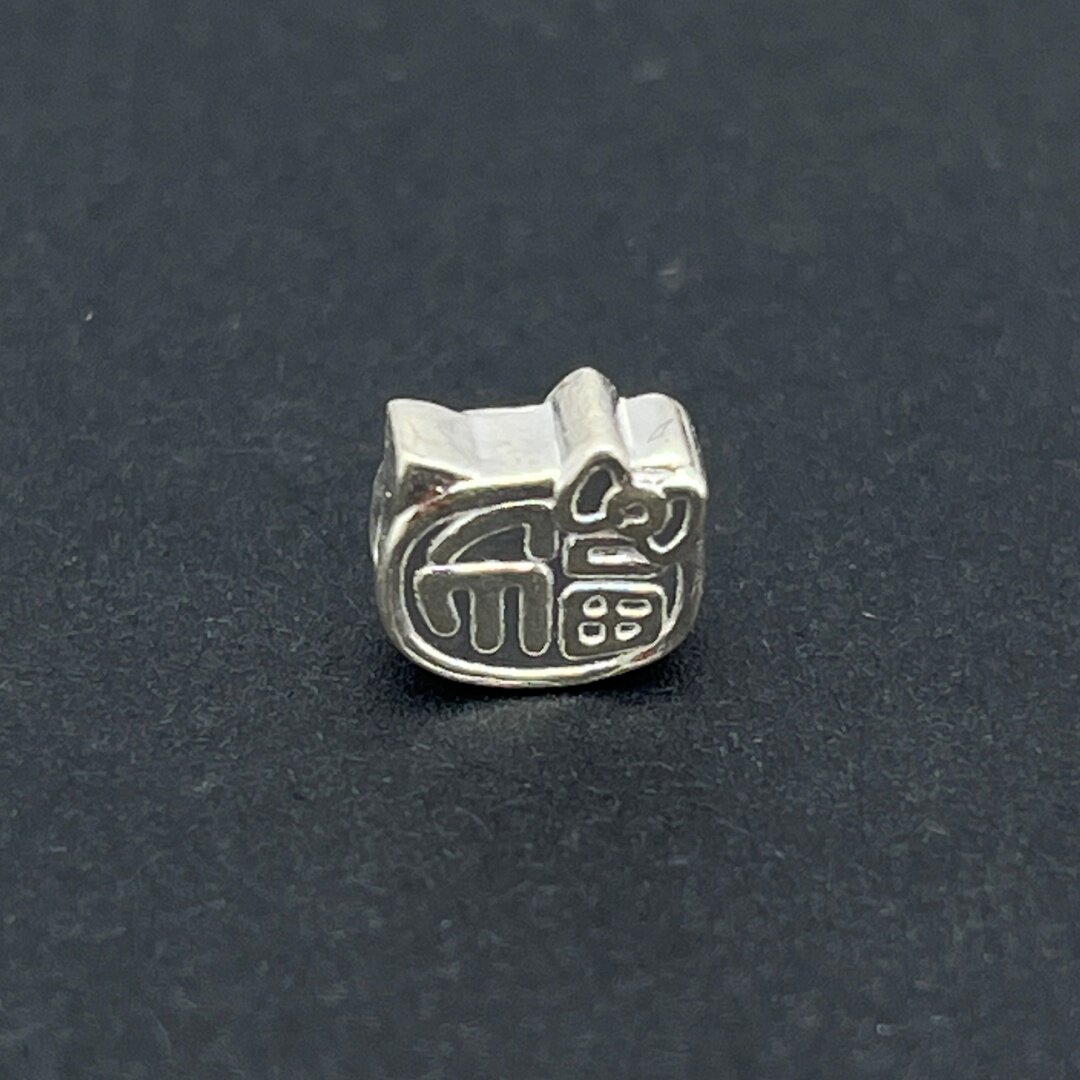 足银999平安HelloKitty猫头通孔串珠DIY手工编绳KT猫隔珠饰品配件