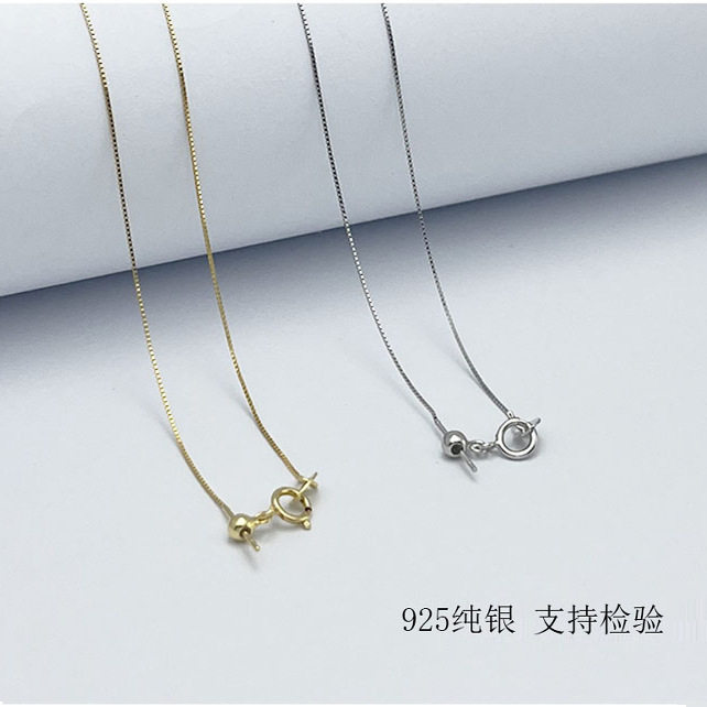 S925纯银盒子链女项链锁骨链素链