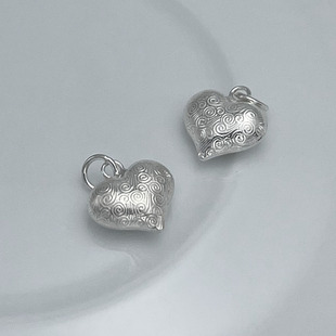 S925纯银祥云纹桃心吊坠项链毛衣链 轻奢时尚手工DIY配件银饰挂件