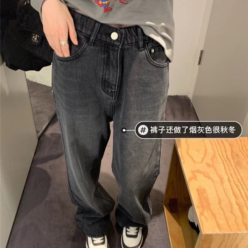 春款垂感大码女装胖加绒慵懒阔腿牛仔裤夏高腰宽松显瘦拖地裤炸街