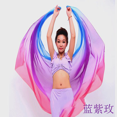 浅彤渐变色肚皮舞纱巾 肚皮舞手纱抛纱纱巾 肚皮舞大丝巾