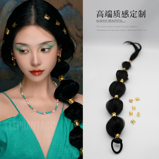 复古镂空花朵金属脏脏辫子点缀发扣异族公主假发辫子发环写真发饰