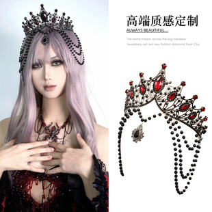 暗黑哥特新娘复古皇冠高级华丽亚文化圣母光环万圣节发冠走秀发饰