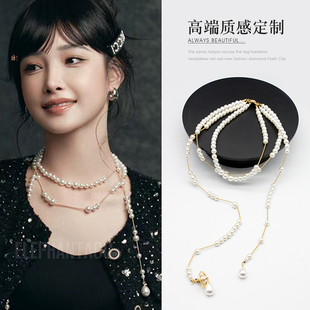 高级设计感小众破碎珍珠项链富家千金名媛毛衣链气质重工叠戴项链