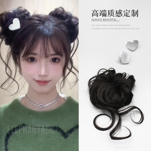 鬼马少女双丸头假发包仿真蓬松龙须丸子头减龄发圈可爱增发量头饰