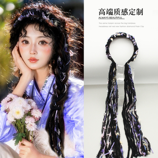 森系少女油画感毛绒发箍小众高级感手工头箍发饰藏袍蒙古民族头饰