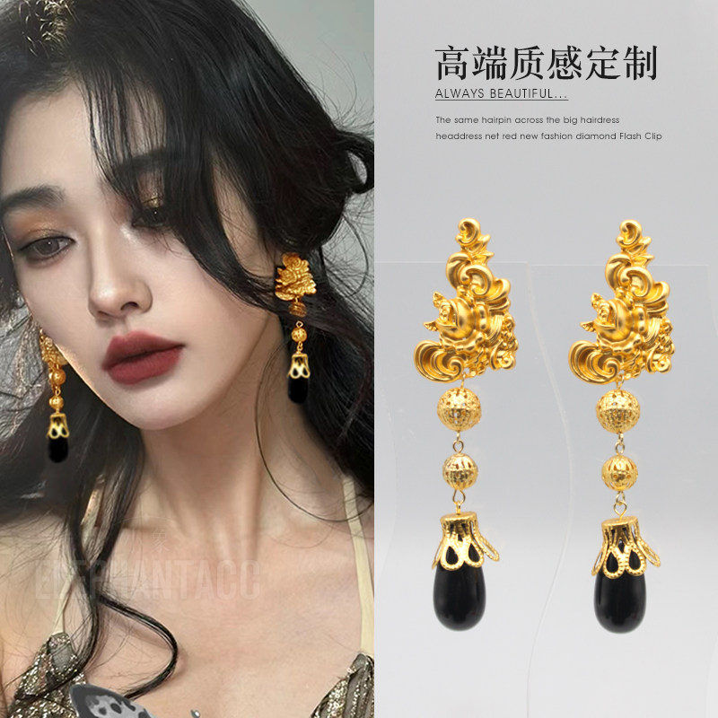 复古宫廷水滴流苏耳环巴洛克高级感轻奢耳钉女夸张港风气质耳饰女,饰品/流行首饰/时尚饰品新,耳环,淘宝优惠券,粉丝福利购,淘宝优惠卷