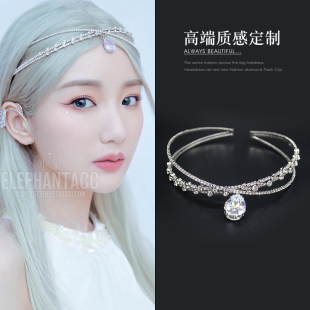 神女装扮发饰异域精灵额链超仙满钻水滴日韩发箍一款两戴项圈