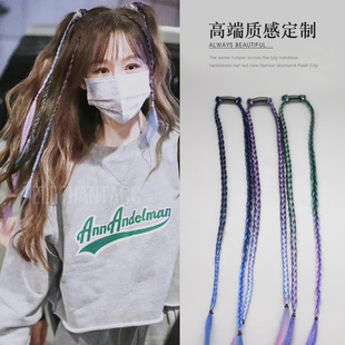 嘻哈潮酷渐变假发辫子发夹脏辫点缀三股辫减龄少女飘带辣妹发夹女