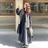 设计感格子马甲套装裙女2025秋新款韩系松弛感衬衫半身裙三件套，女装套装/套裙，浙宝183