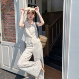 轻奢名媛风镂空钩花套装女夏季法式高级感别致背心上衣蕾丝阔腿裤，女装套装/套裙，浙宝183