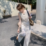 轻奢名媛风镂空钩花套装女夏季法式高级感别致背心上衣蕾丝阔腿裤，女装套装/套裙，浙宝183
