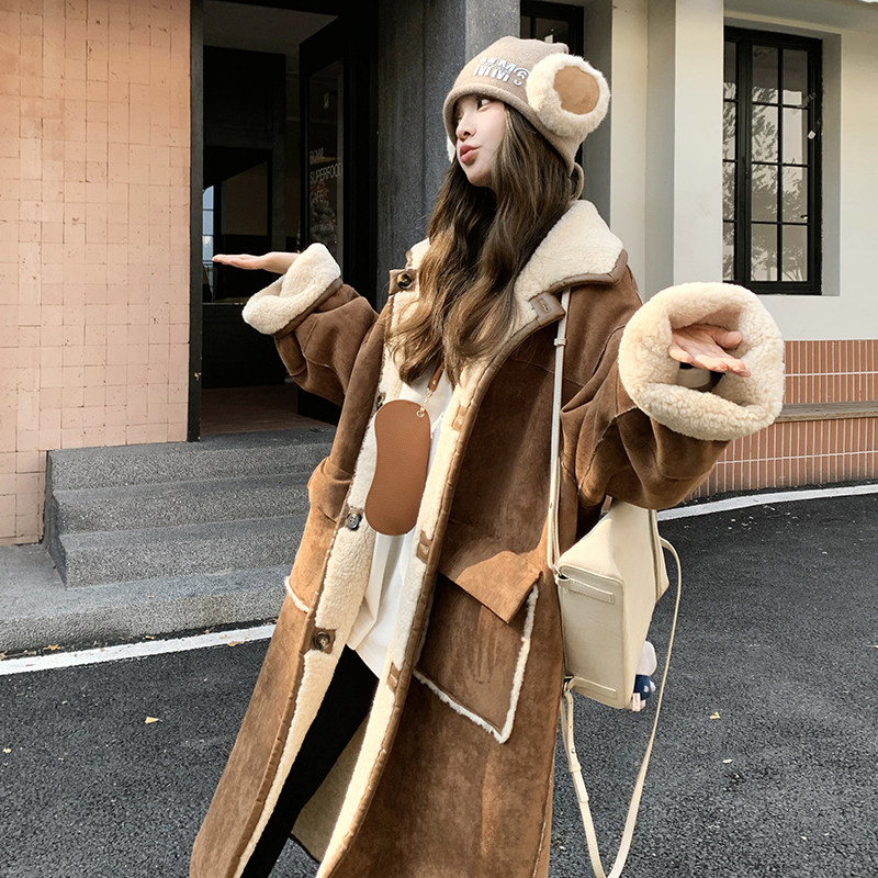 现货183-8193P265K358双面穿皮毛一体棕色,女装羊羔毛/颗粒绒,2B183